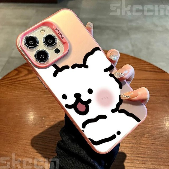 Yiran Bag Handyhülle mit niedlichem Welpen-Motiv in Silber und Pink für iPhone Modelle als robuste Hartschale - Bild 1