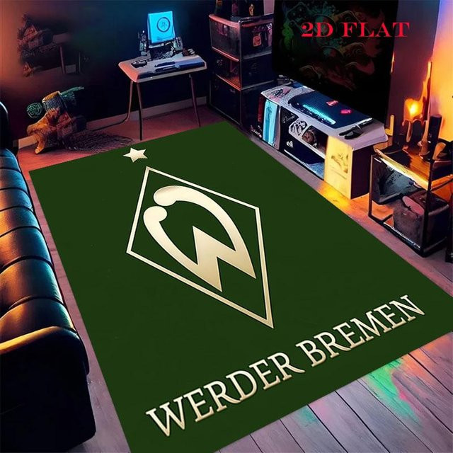 Werder Bremen Logo Teppich Schwarz Grün, Rutschfeste Bodenmatte aus Polyester für Wohnzimmer und Schlafzimmer, B/T: 60 x 40 cm - Bild 1
