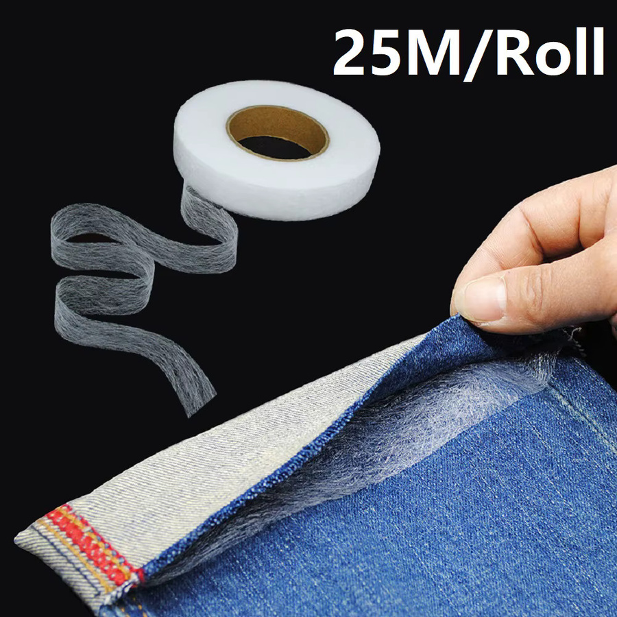 Aleekit Saumband zum Aufbügeln, 25 m, doppelseitiges Vlies-Einlage-Saumband, selbstklebend für DIY-Nähen, Stoff und Kleidung, Schwarz oder Weiß - Bild 2