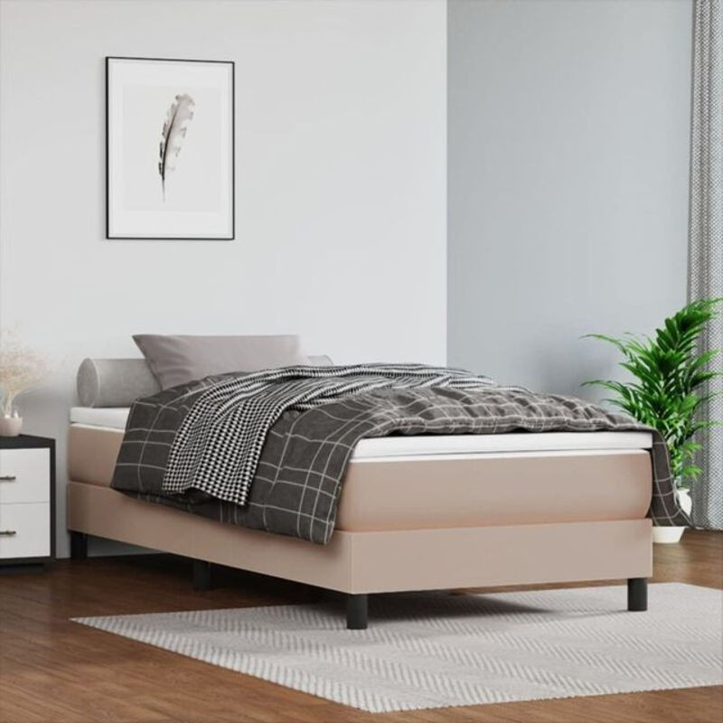 vidaxl Boxspringbett mit Matratze in Braun aus Kunstleder B/T/H: 90 x 190 x 25 cm - Bild 1