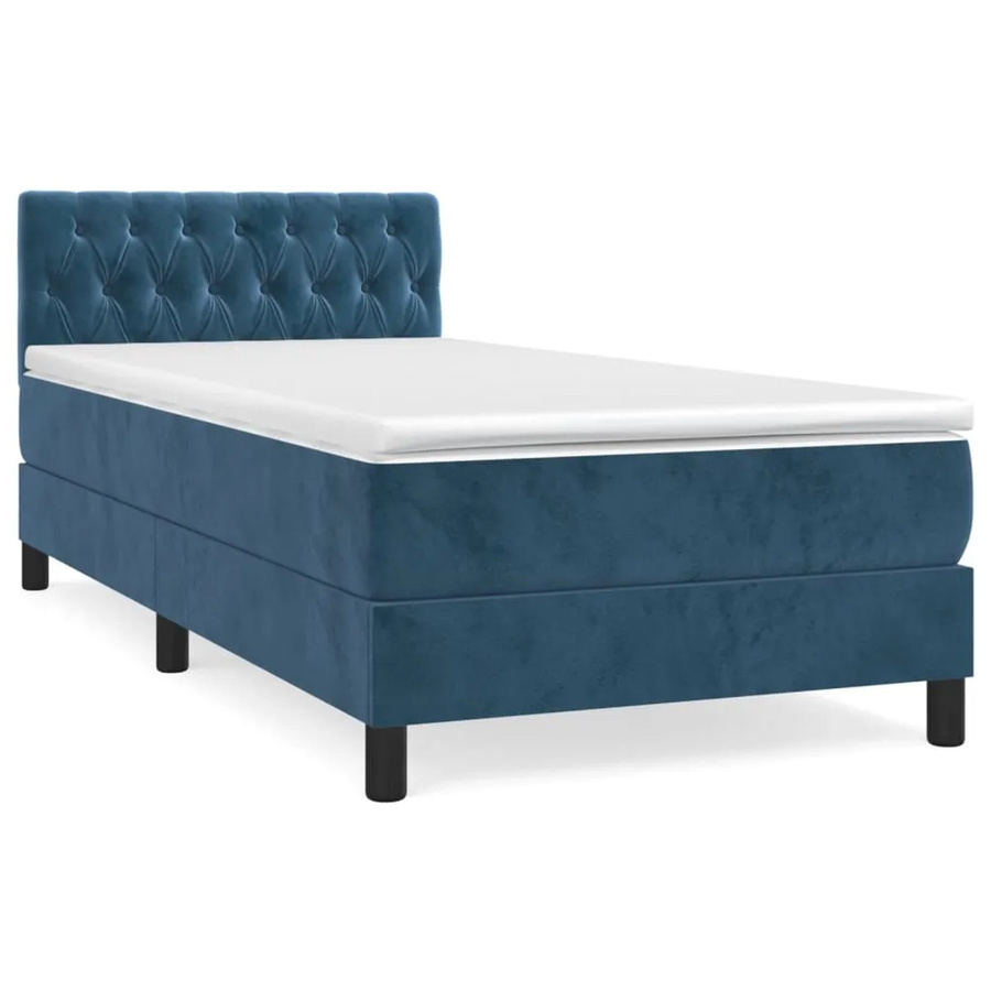 vidaXL Boxspringbett mit Matratze Dunkelblau Samt B/T/H: 100 x 200 x 88 cm - Bild 2