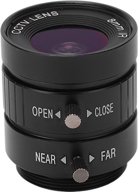 CS-Mount 3MP Objektiv mit 8 mm Brennweite, manuelle Blende und festem Fokus für deine DIY-Überwachungskamera in Grau - Bild 1