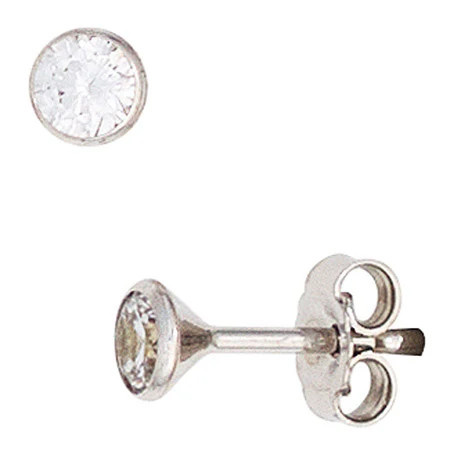 Colfem Ohrstecker 333 Weißgold, Zirkonia, rund - Bild 1