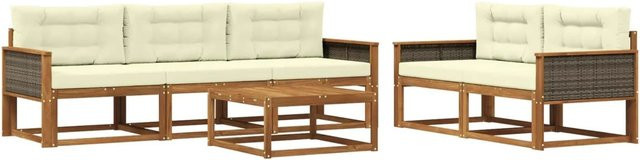 vidaXL Outdoor-Sofagarnitur aus Akazienholz mit Kissen in Beige und Natur - Bild 1