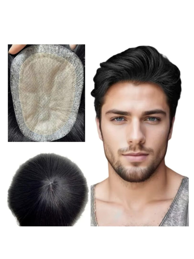 Anemone Herren-Toupet, atmungsaktive Seidenbasis, 100 % echtes Haar - Bild 7