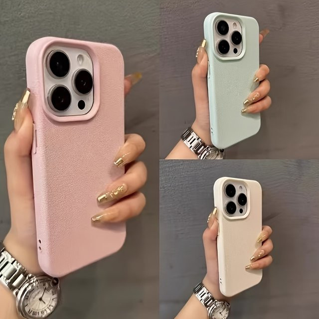 3er-Set Lychee-Muster Handyhüllen für iPhone 15, iPhone 14 Pro Max, iPhone 13 und iPhone 12 Pro in Multicolor mit Frosted-Finish für Softcases - Bild 1
