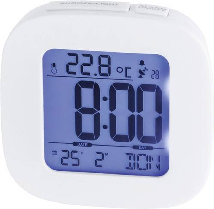 Hama Digital Funkwecker RC 45 Weiß mit Beleuchtung, Thermometer und Datumsanzeige - Bild 1