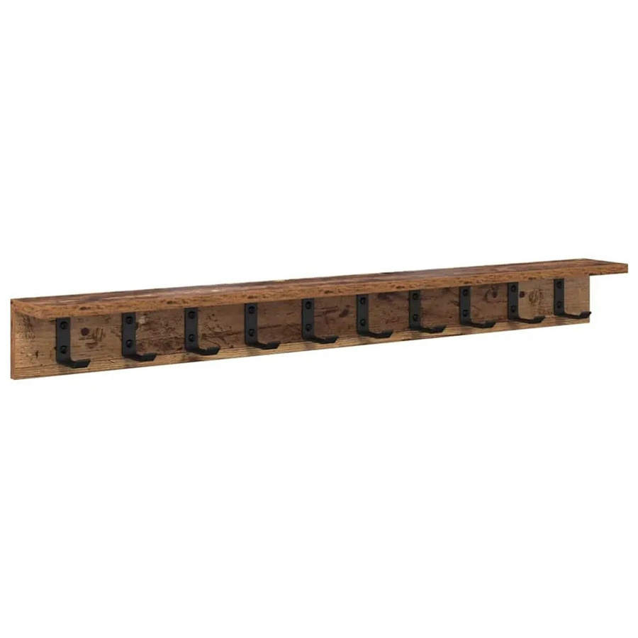 vidaXL Wandmontierter Nachttisch aus Altholz in Braun B/T/H: 100 x 10,5 x 10,5 cm - Bild 2