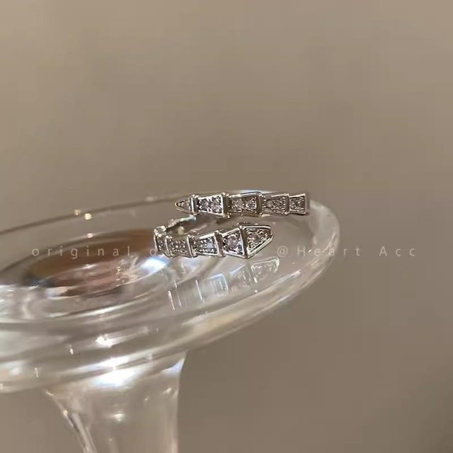 Offener Schlangenring, Diamantbesatz, Silber, Damen - Bild 1