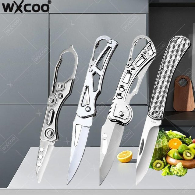 WXCOO Klappbares Obstmesser aus Edelstahl in Silber als multifunktionales Küchenwerkzeug und Taschenmesser - Bild 1