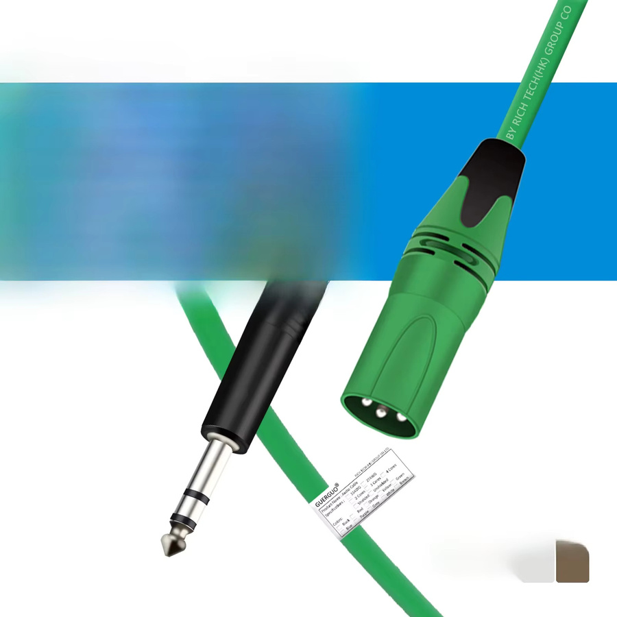 GuerGuo Audio Kabel 1/4 TRS auf XLR Symmetrisches Verlängerungskabel für Mikrofone und Lautsprecher in Grün - Bild 1