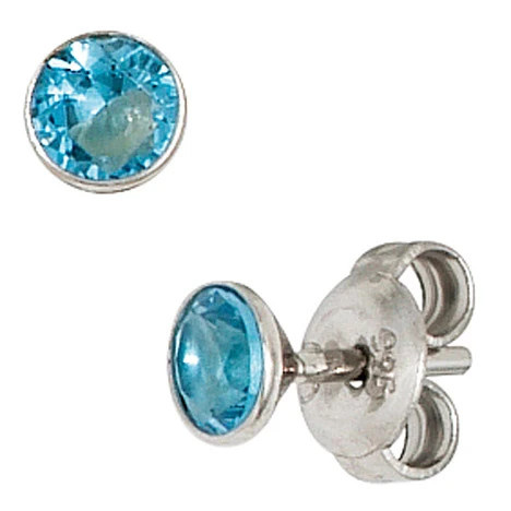 Colfem Ohrstecker 925 Silber, Zirkonia, hellblau - Bild 1