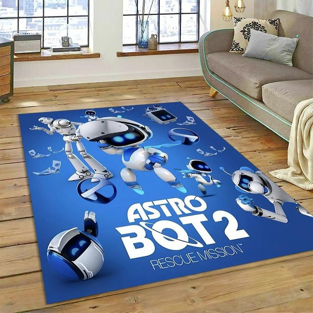 Astro Bot Cartoon Roboter Teppich von ZbrThree, blau, rutschfest und waschbar, B/T: 120 x 80 cm - Bild 1