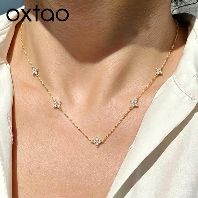OXTAO Halskette, 14K Gold Filled, Moissanit, Damen - Bild 1