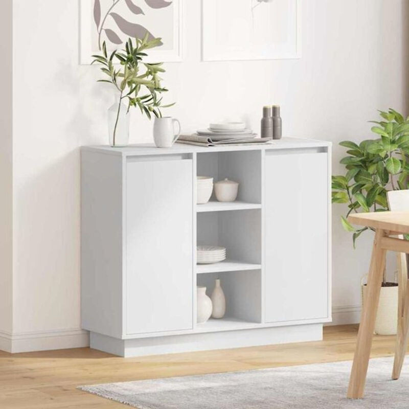 Modernes Sideboard mit Regal und Tür von vidaxl in Weiß, B/T/H: 90 x 32 x 75 cm - Bild 1