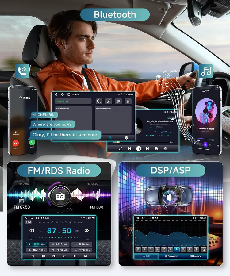 XFY 7-Zoll HD Auto-MP5-Player mit Bluetooth, FM-Radio, RDS, Mirrorlink und kabellosem Android Auto sowie Carplay in Schwarz - Bild 4