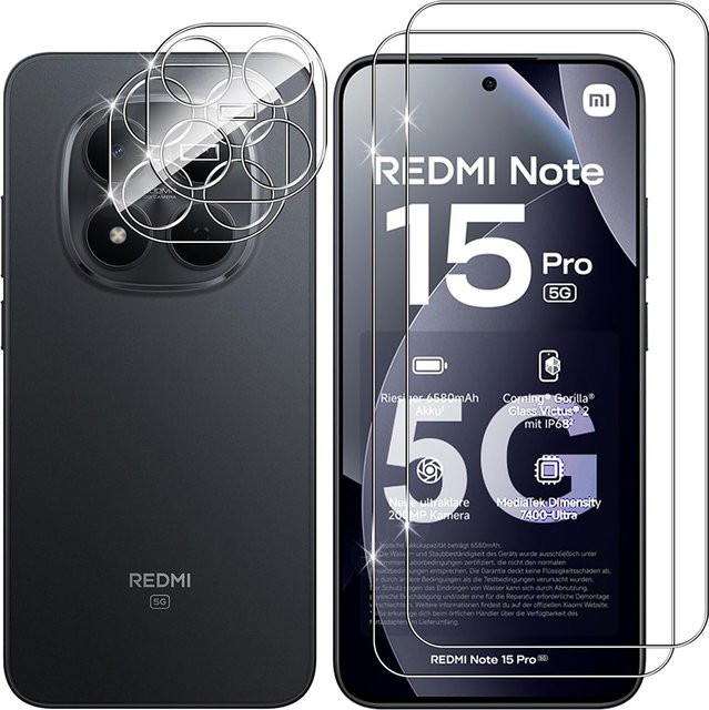 2,5D 9H Gehärteter Glas Displayschutz und Kameralinsen-Schutzfolie für Xiaomi Redmi Note 15 Pro 5G, Transparent - Bild 1