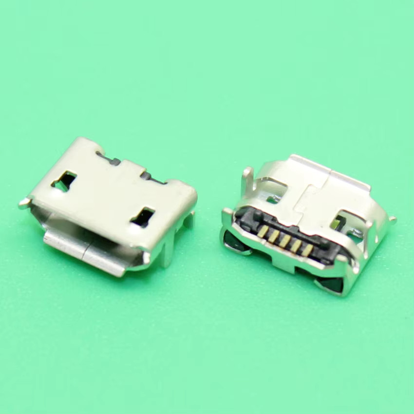 ChengHaoRan Micro-USB-Buchse 5-Pin V8 Port Lade- und Datenanschluss SMD DIP in Silber, 50 Stück - Bild 1