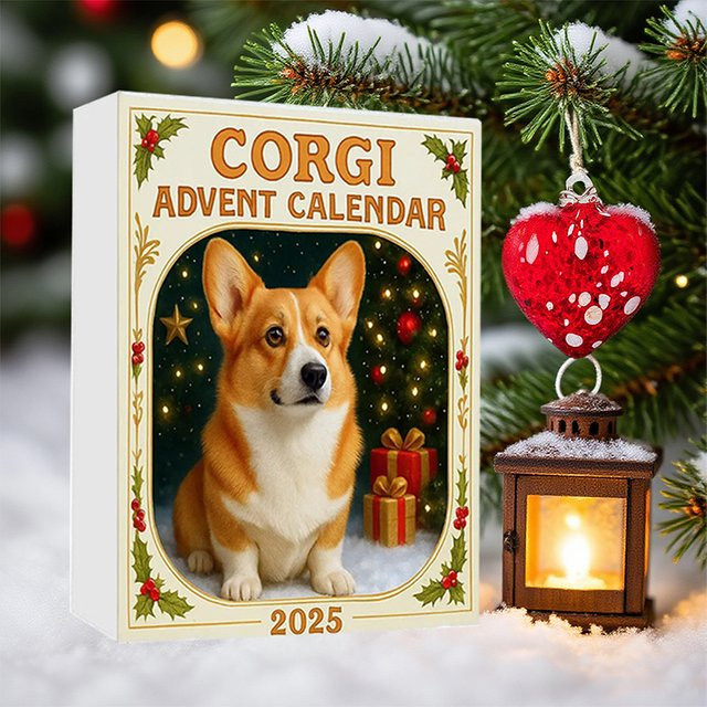 Coigi Adventskalender mit Corgi-Hunde-Ornamenten für die Weihnachtsdekoration, 24 Tage, Mehrfarbig - Bild 1