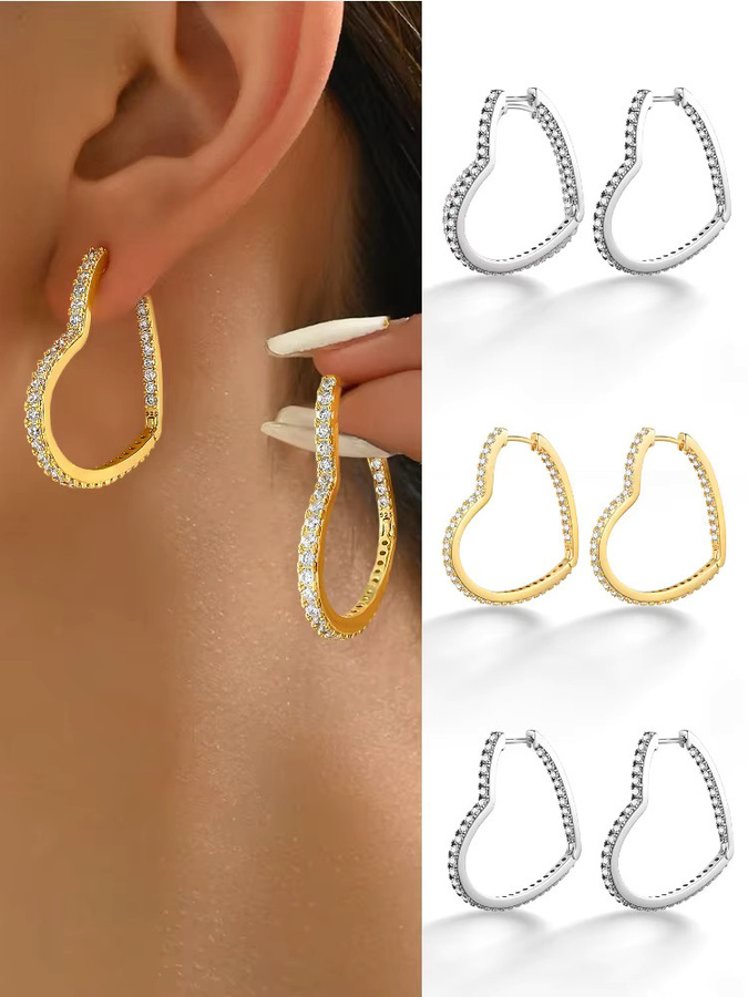 Ohrringe 925 Silber, Liebesherz, Zirkonia, Damen - Bild 2