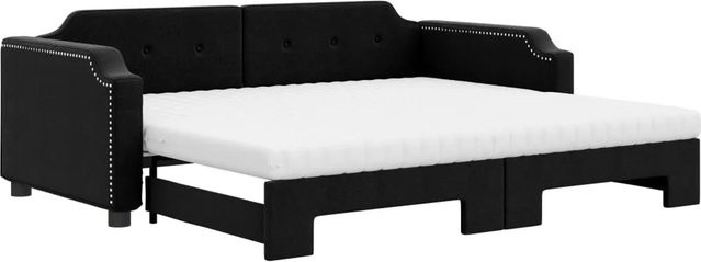 vidaXL Ausziehbares Tagesbett mit Matratze in Schwarz - Bild 1