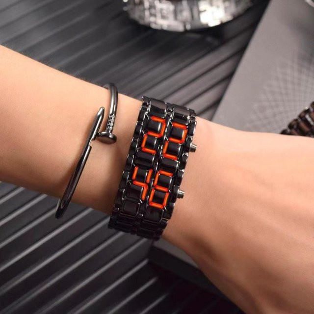 Armbanduhr Edelstahl, Digitaluhr, Quarz, Schwarz, Herren - Bild 1