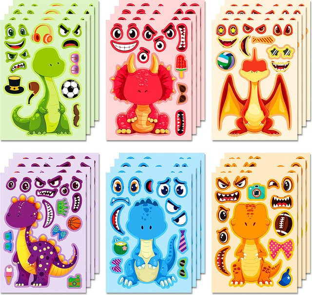 Charile Dinosaurier Puzzle Aufkleber, Bunt, 6-teiliges Set - Bild 1