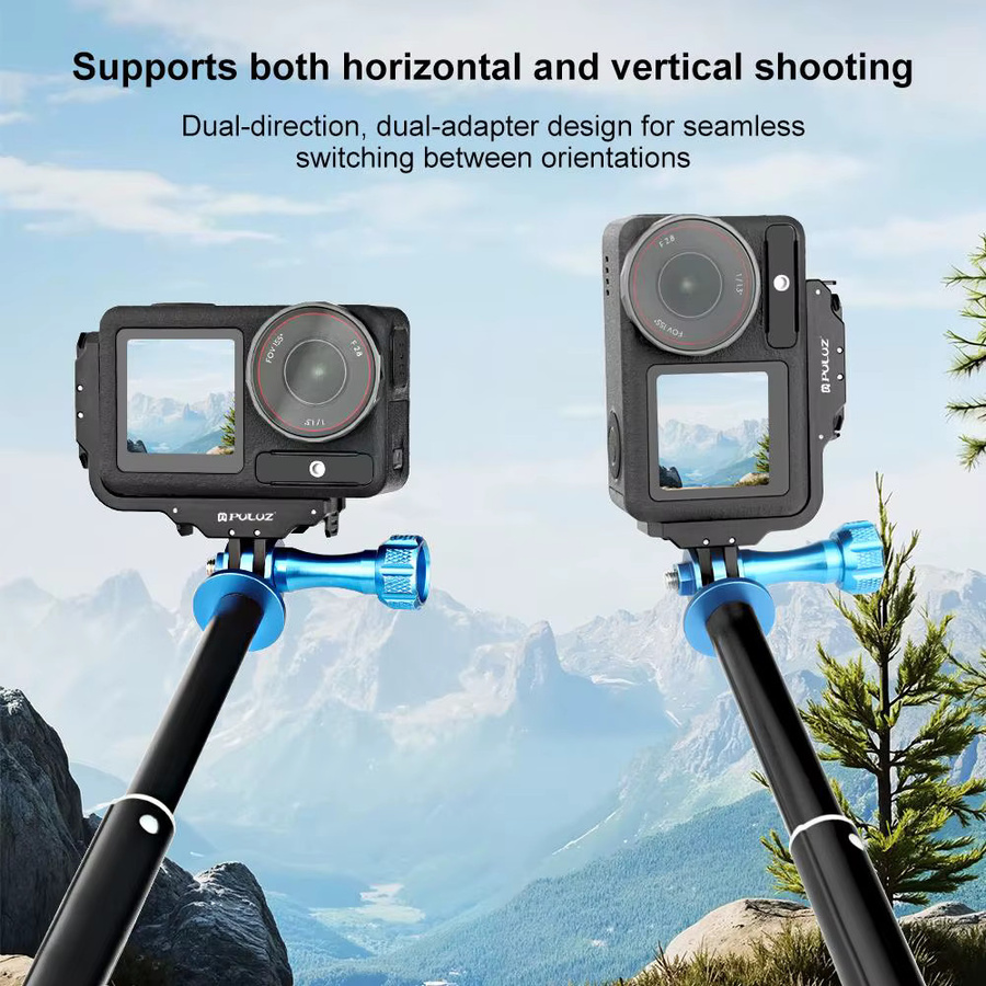PULUZ L-förmige magnetische Halterung für DJI Osmo Action 5 Pro und Action 4 in Schwarz mit Schnellverschluss und 1/4 Zoll Anschluss für vertikale und horizontale Aufnahmen - Bild 5