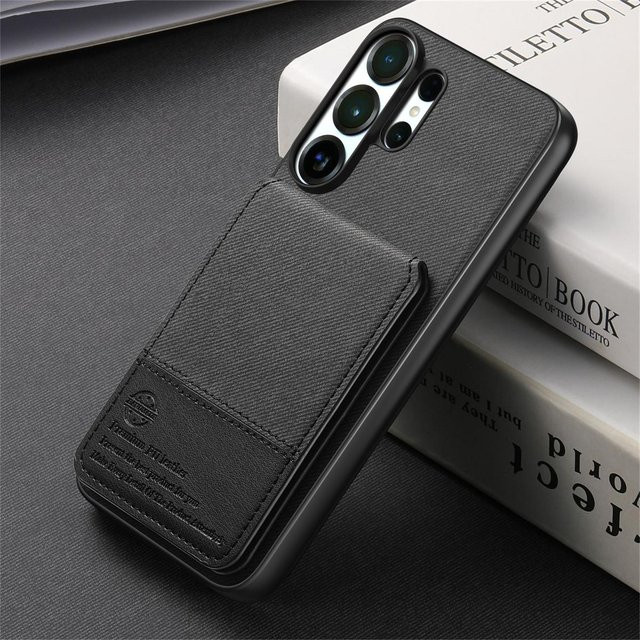 RFID Leder Wallet Handyhülle für Samsung Galaxy S26 Ultra S25 S24 FE S23 S22 S21 Plus A57 A37 A17 A07 A56 A36 A26 in Schwarz mit NFC-Schutz - Bild 1