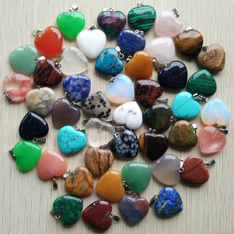 fanren Anhänger, Naturstein, Herzförmig, Bunt, Unisex, 20 mm - Bild 2
