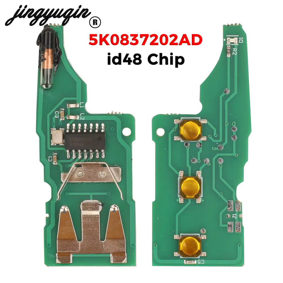 Jingyuqin Fernbedienungsschlüssel 434MHz ID48 für VW Golf Mk6 Kombi, Caddy, Eos, Jetta, Polo, Scirocco, Tiguan sowie Skoda und Seat Cordoba in Schwarz - Bild 4