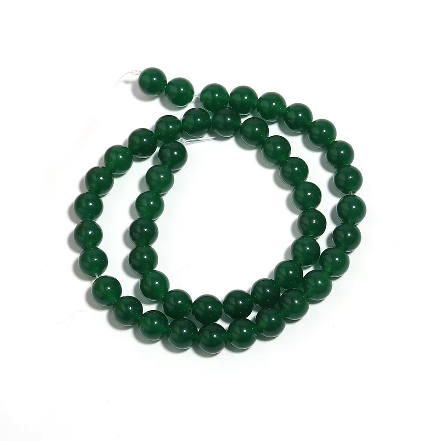 louleur Chalcedon-Steinperlen, dunkelgrün, rund, Unisex - Bild 6