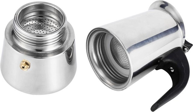 KaiSai Edelstahl Moka Kanne Kaffeekocher in Grau für Heim und Büro, 100ml bis 450ml - Bild 1