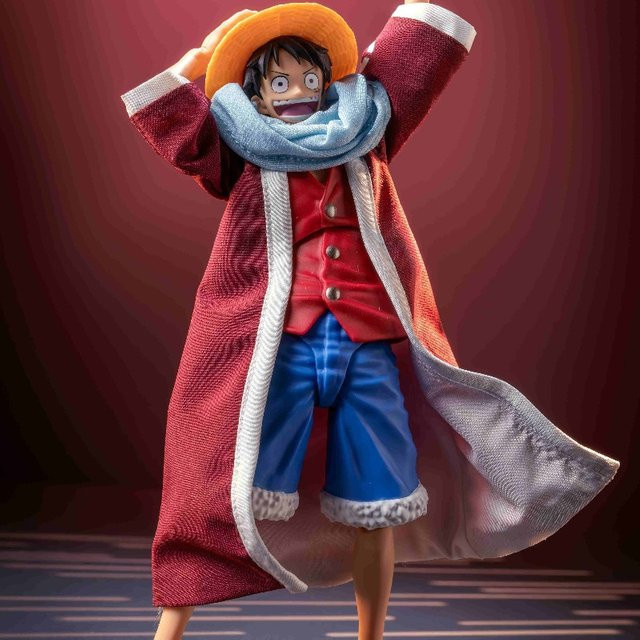 Bandai Shf Ruffy Burgunderroter Umhang, Mantel, Kleidungszubehör, Maßstab 1:12 - Bild 1