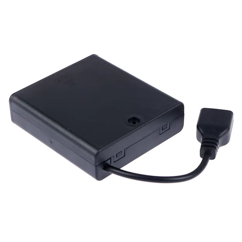 USB-Batteriekasten für 4 x AA Batterien mit Schalter und Abdeckung in Schwarz für 5 V LED-Streifenlichter - Bild 4