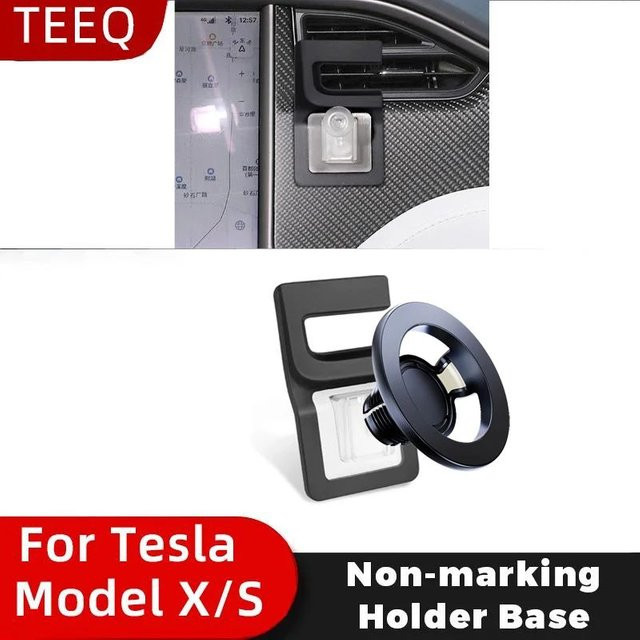 TEEQ Magnetische Autotelefonhalterung mit 360 Grad Rotation und kabellosem MagSafe Ladegerät für Tesla Model S 2014–2021 und Model X 2016–2021, Schwarz - Bild 1