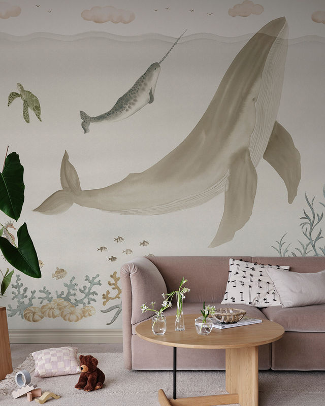 Sandberg Mural Sally Tapete in Beige mit Aquarell-Motiv aus Vlies - Bild 2