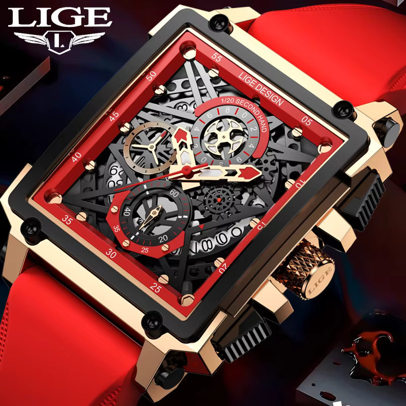 LIGE Armbanduhr Quarz, Silikon, Chronograph, Datum, Herren - Bild 4