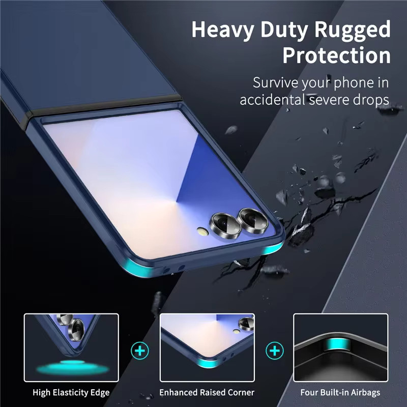 Schlanke und matte Handyhülle für Samsung Galaxy Z Flip 7, 6 und 5 in Purple oder Blue mit Kameraobjektiv-Schutz und kabellosem Laden - Bild 2