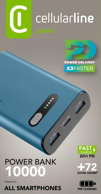 CellularLine Power Bank Fast 10000 PD in Blau - Bild 1
