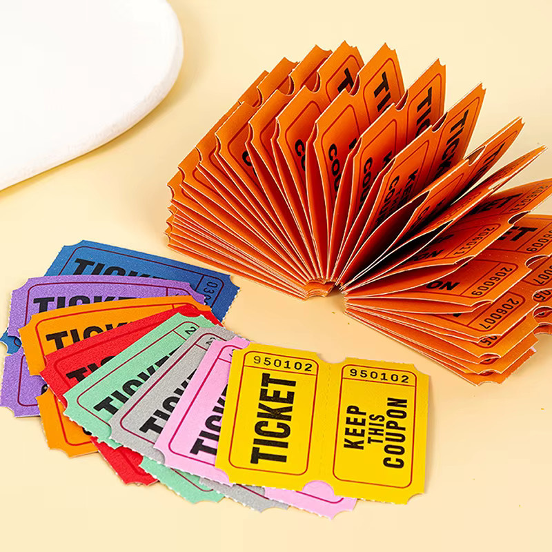 100 Stück Glücksziehungs-Tickets in Rot als Papieretiketten für Klassenzimmer-Lotterien und Feierlichkeiten - Bild 3