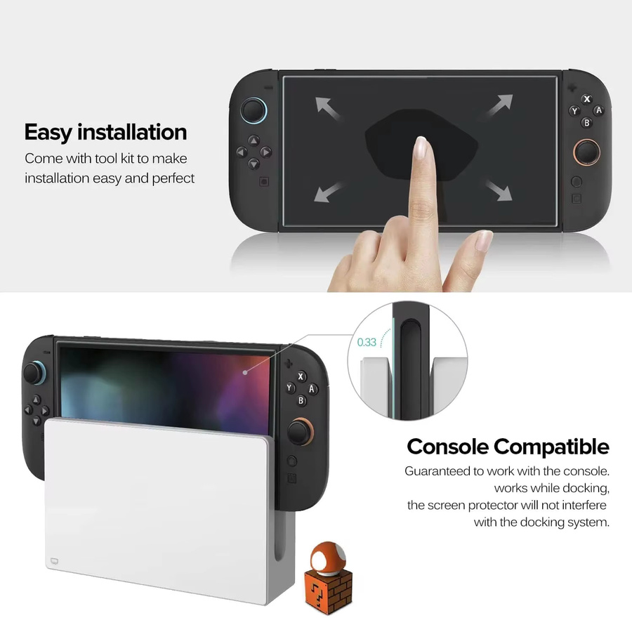 Nintendo Switch Displayschutzfolie aus gehärtetem Glas, transparent, HD, kratzfest - Bild 4