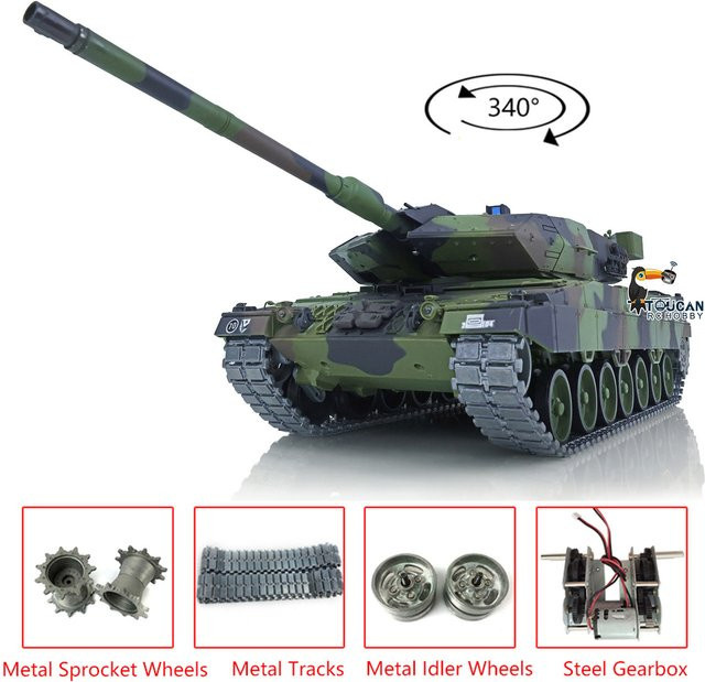HENG LONG Leopard 2A6 RC Panzer, 1:16 Maßstab, Metall-Version, Grün - Bild 1