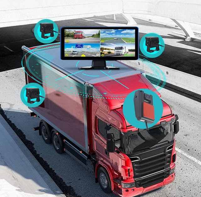QXNY 4-Kanal DVR Monitor mit 10,36 Zoll Touchscreen und Rückfahrkamera für LKW und Fahrzeuge, Full HD 1080P, Schwarz, mit FM MP5 und Mirrorlink Unterstützung - Bild 1