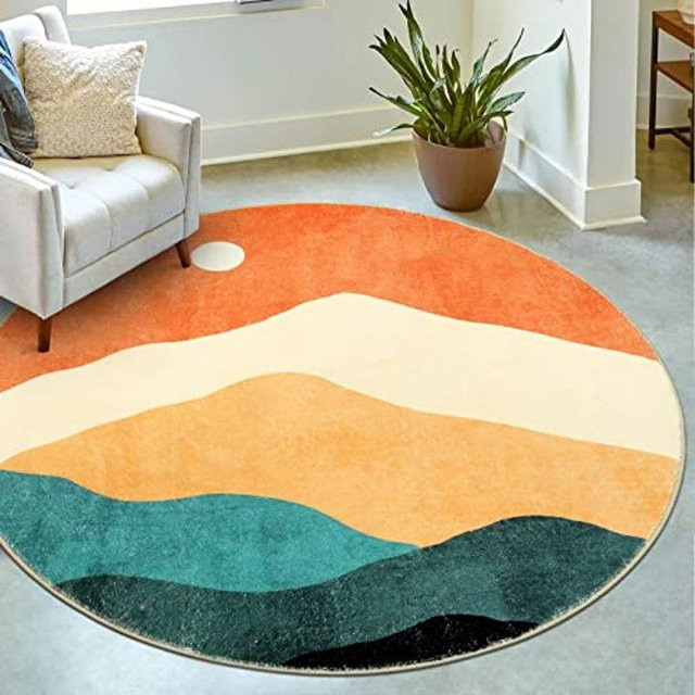 VIKAMA runder Kinderteppich mit Cartoon-Motiv aus Flanell, Mehrfarbig, Durchmesser: 60 cm - Bild 1