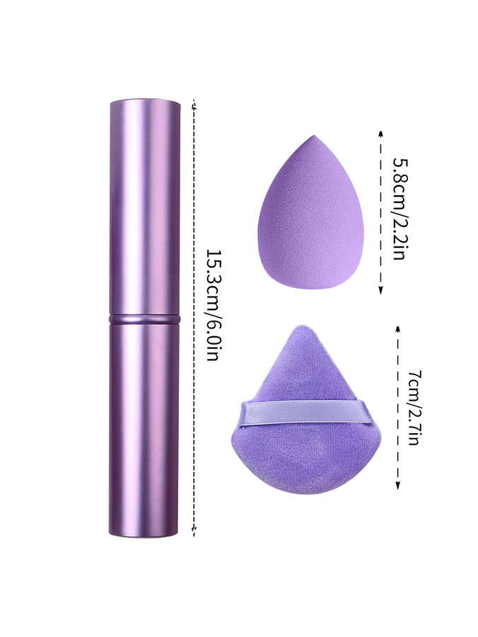 Make-up-Pinsel-Set mit Make-up-Schwamm, 10 Stück, Lila - Bild 3