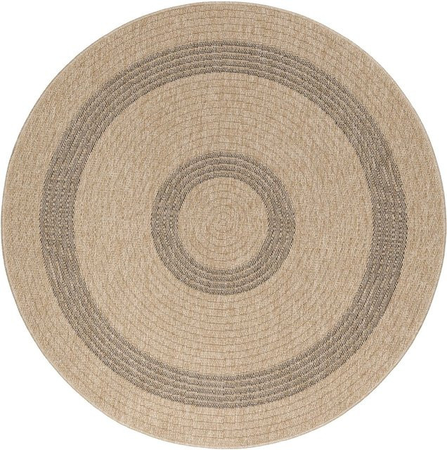 Runder Teppich COMILLA 886 in Beige mit Sisal-Optik für Terrasse, Balkon oder Küche - Bild 1