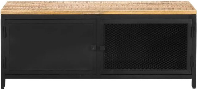 vidaXL Couchtisch aus Mango-Massivholz in Braun und Schwarz, B/T/H: 90 x 50 x 37 cm - Bild 1
