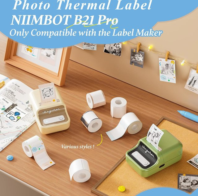 Niimbot Thermo-Fotokartonpapier für B21 Pro 300 dpi mit Weihnachtsbaum und Weihnachtsmann Motiv, selbstklebend, Mehrfarbig - Bild 1