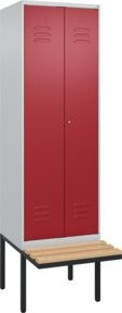 C+P PSA Doppel-Spind Classic PLUS Garderobenbank mit 2 Abteilen, Buche-Hartholz und Zylinderschloss, B/T/H: 212 x 60 x 81,5 cm - Bild 1